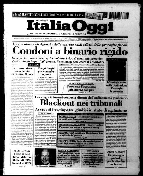 Italia oggi : quotidiano di economia finanza e politica